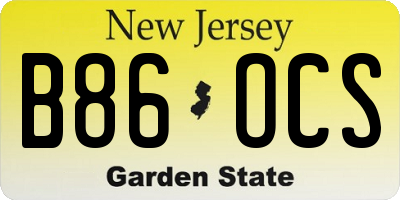 NJ license plate B86OCS