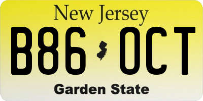 NJ license plate B86OCT