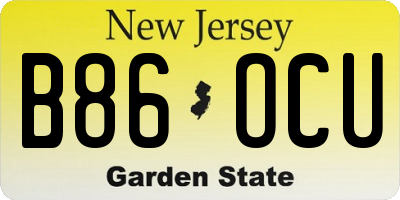 NJ license plate B86OCU