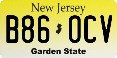 NJ license plate B86OCV