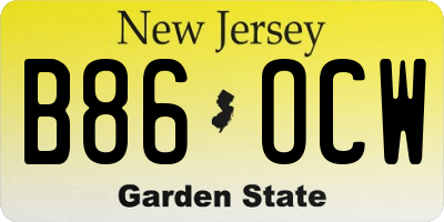 NJ license plate B86OCW