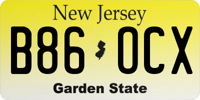 NJ license plate B86OCX