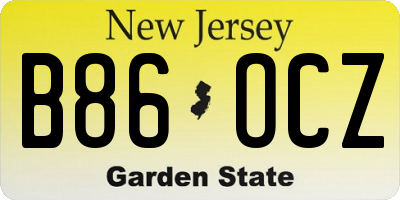 NJ license plate B86OCZ