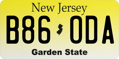 NJ license plate B86ODA