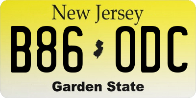 NJ license plate B86ODC