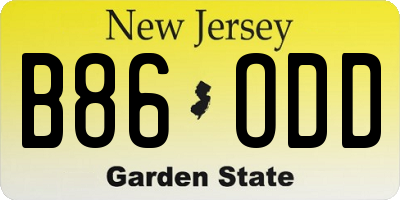 NJ license plate B86ODD