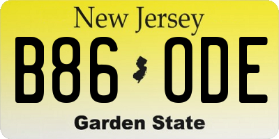 NJ license plate B86ODE