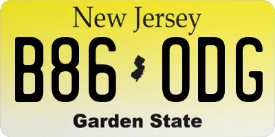 NJ license plate B86ODG