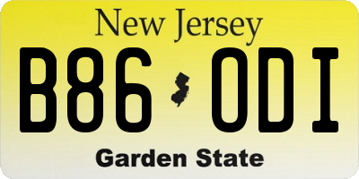 NJ license plate B86ODI