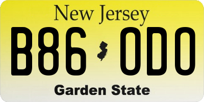 NJ license plate B86ODO