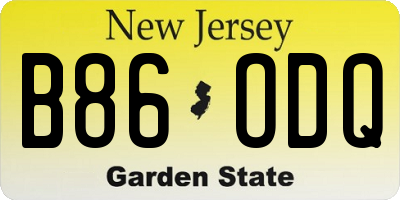 NJ license plate B86ODQ