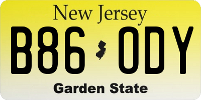 NJ license plate B86ODY