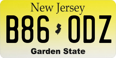 NJ license plate B86ODZ