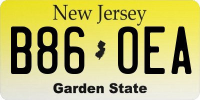 NJ license plate B86OEA