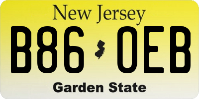 NJ license plate B86OEB