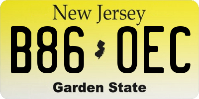 NJ license plate B86OEC