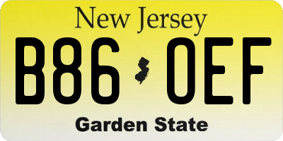 NJ license plate B86OEF