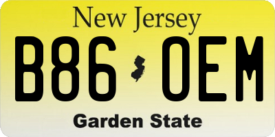 NJ license plate B86OEM