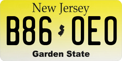 NJ license plate B86OEO