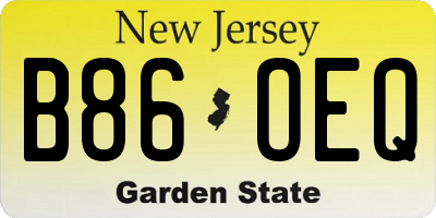 NJ license plate B86OEQ