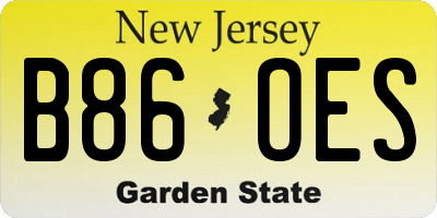 NJ license plate B86OES