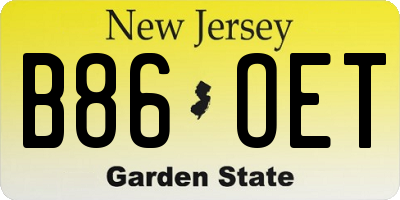 NJ license plate B86OET