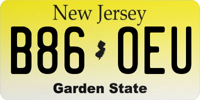NJ license plate B86OEU