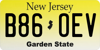 NJ license plate B86OEV