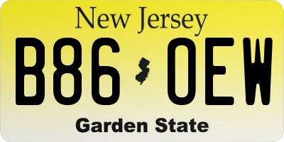 NJ license plate B86OEW