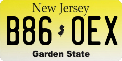 NJ license plate B86OEX
