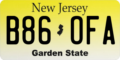 NJ license plate B86OFA