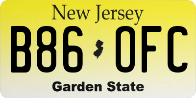 NJ license plate B86OFC