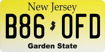 NJ license plate B86OFD