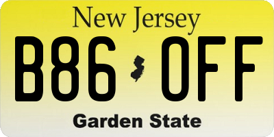 NJ license plate B86OFF
