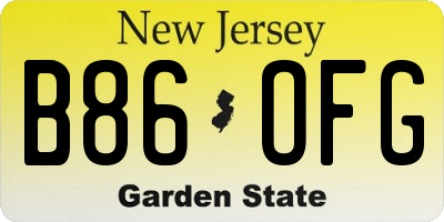 NJ license plate B86OFG