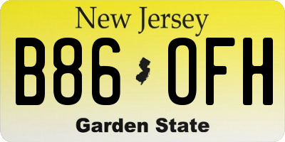 NJ license plate B86OFH