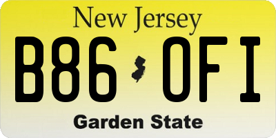 NJ license plate B86OFI