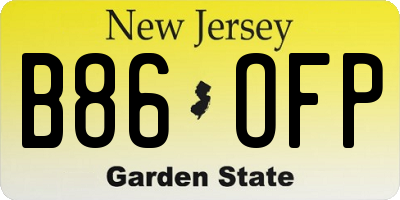 NJ license plate B86OFP