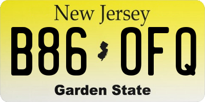 NJ license plate B86OFQ