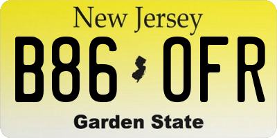 NJ license plate B86OFR