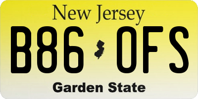 NJ license plate B86OFS