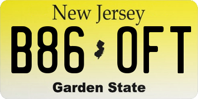 NJ license plate B86OFT