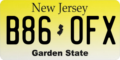 NJ license plate B86OFX