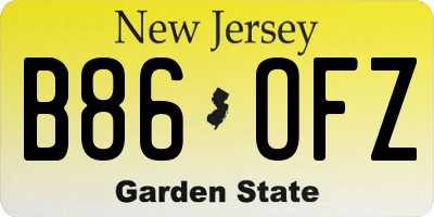 NJ license plate B86OFZ