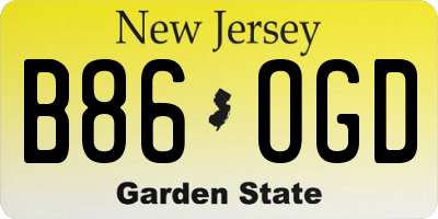 NJ license plate B86OGD