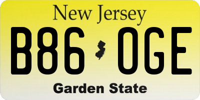 NJ license plate B86OGE