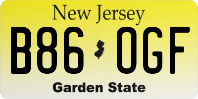 NJ license plate B86OGF