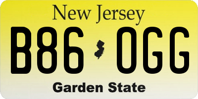 NJ license plate B86OGG
