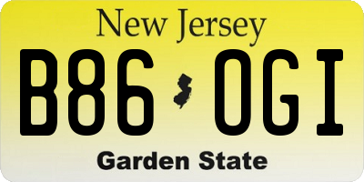 NJ license plate B86OGI