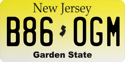 NJ license plate B86OGM